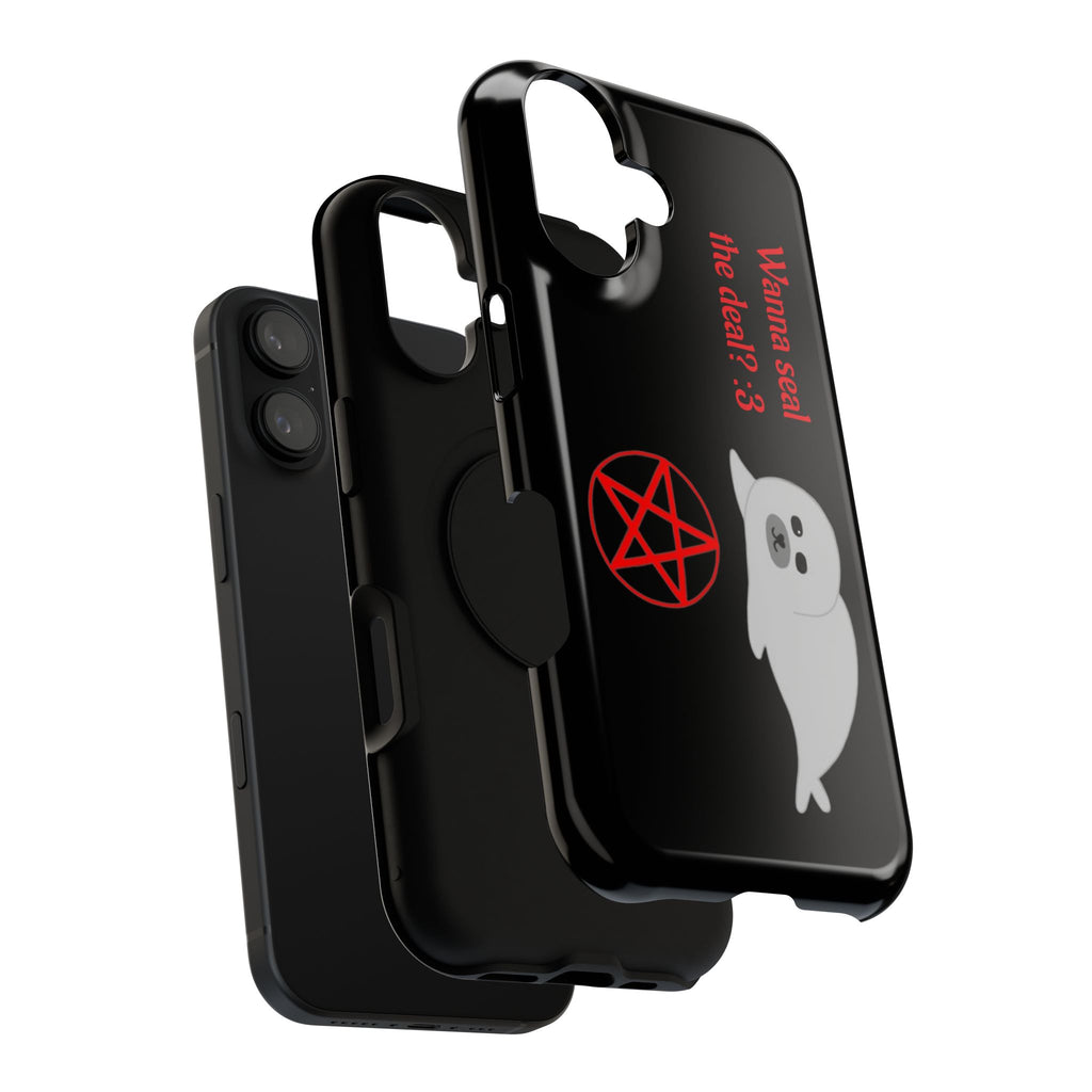 Phone Case — "Wanna Seal the Deal? :3" Cute Ghost Seal with Pentagram Impact-Resistant Cover