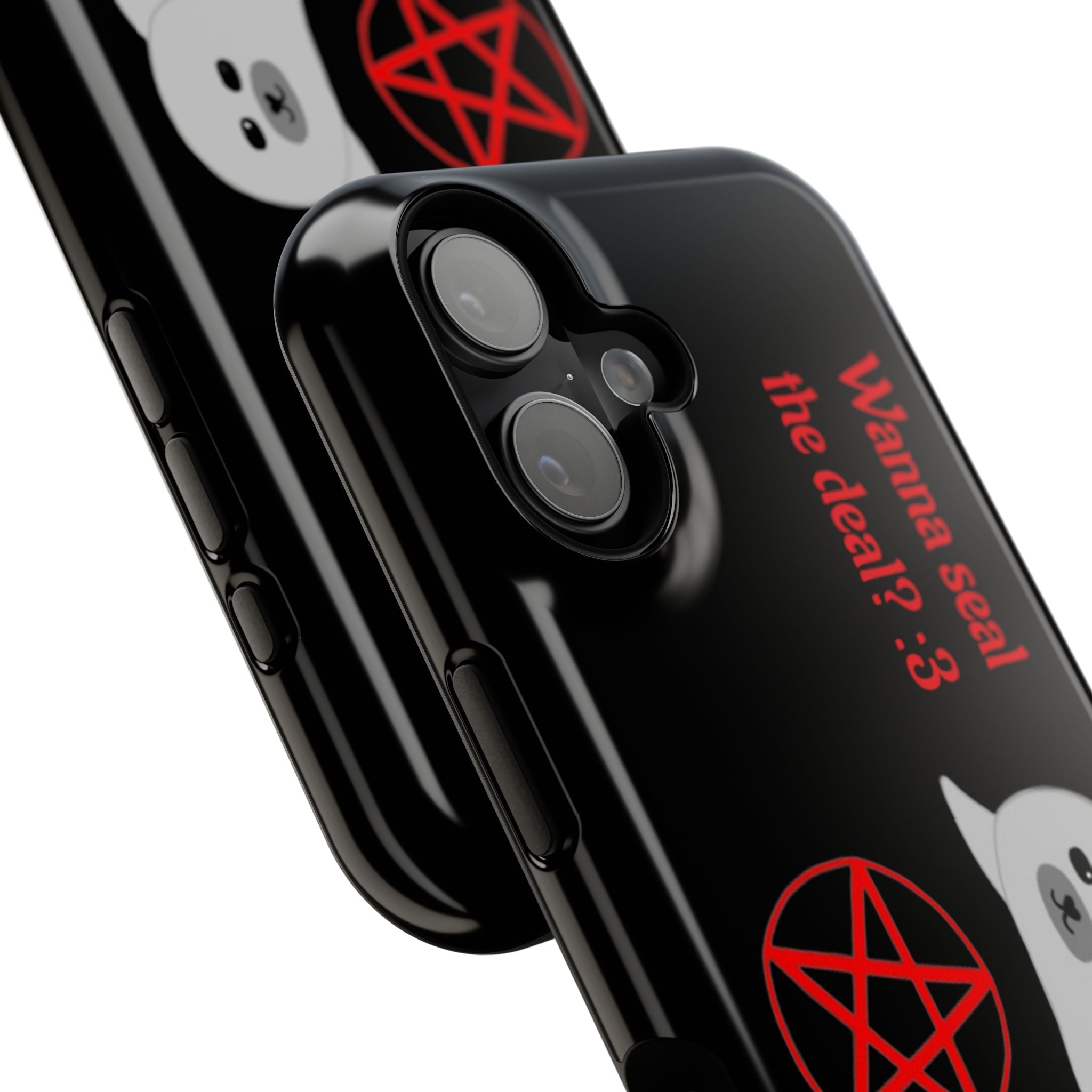 Phone Case — "Wanna Seal the Deal? :3" Cute Ghost Seal with Pentagram Impact-Resistant Cover