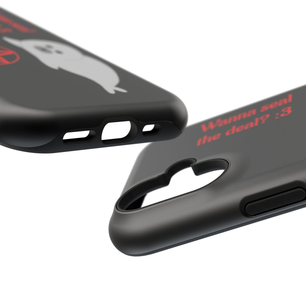 Phone Case — "Wanna Seal the Deal? :3" Cute Ghost Seal with Pentagram Impact-Resistant Cover